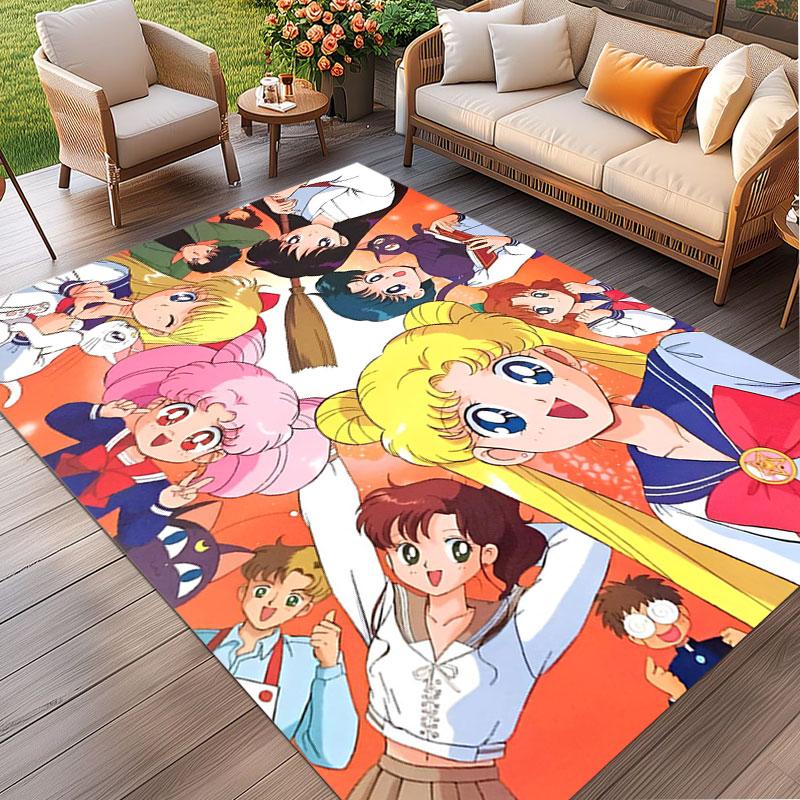 Sailor Moon Print Rug, Washable Floor Carpet, For Entryway Dorm Laundry Room Office Study, Home Decor Birthday Christmas Gift