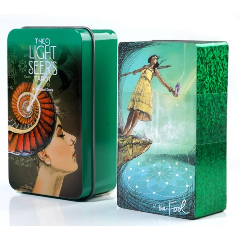 Wondering spirit Tarocchi 78 pezzi in una scatola di latta con bordo placcato in oro Carte dei tarocchi per la divinazione Mazzo di tarocchi Bellissima confezione