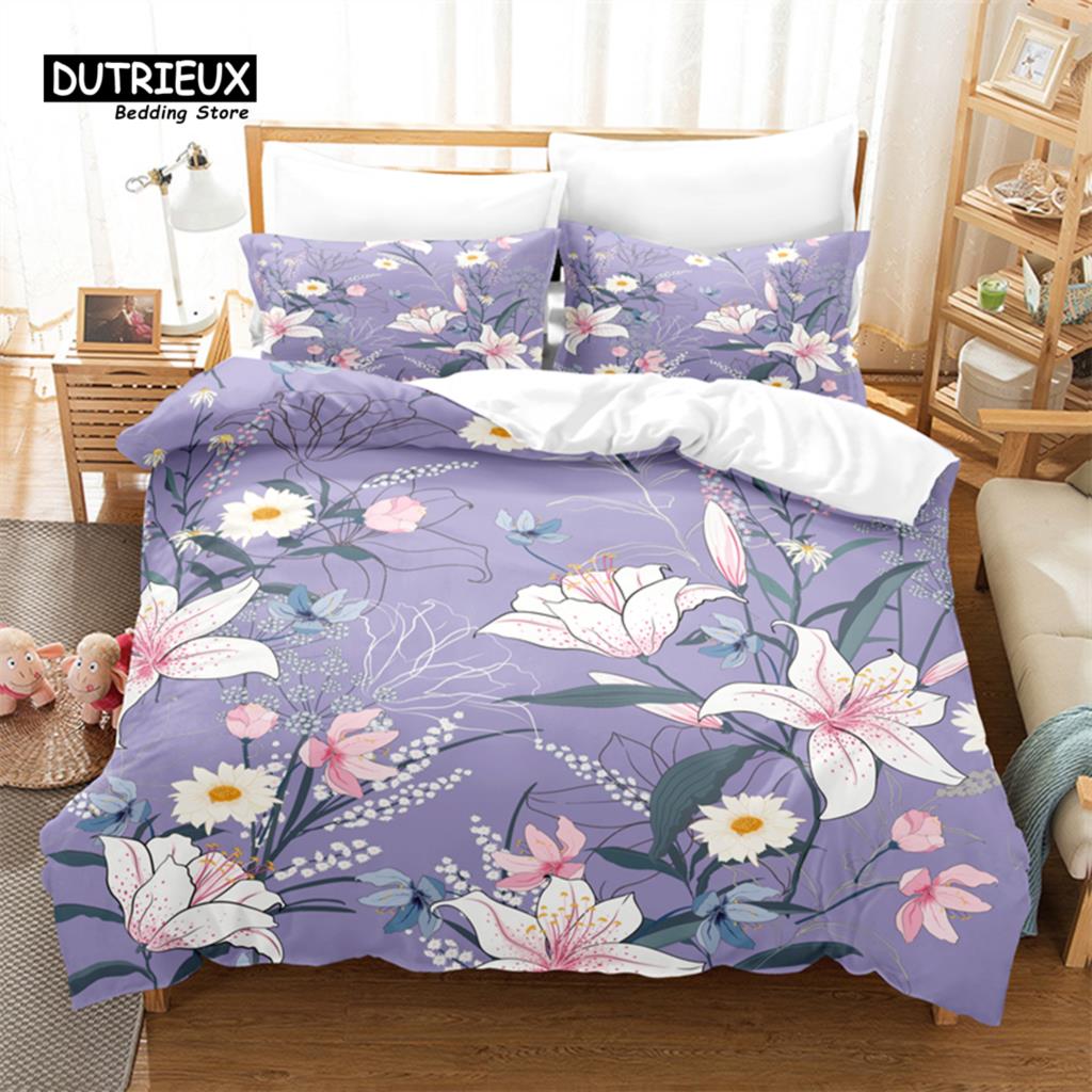 

Beautiful Flowers Bedding Set Flower Duvet Cover Set 3D Bedding Digital Printing Queen Size Fashion Design EU Single(135*200cm)3pcs