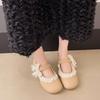 Lace Bow Soft Sole Single Shoes Fashion Round Toe Shallow Mouth Anti-Slip Wear-Resistant Low Top Shoes