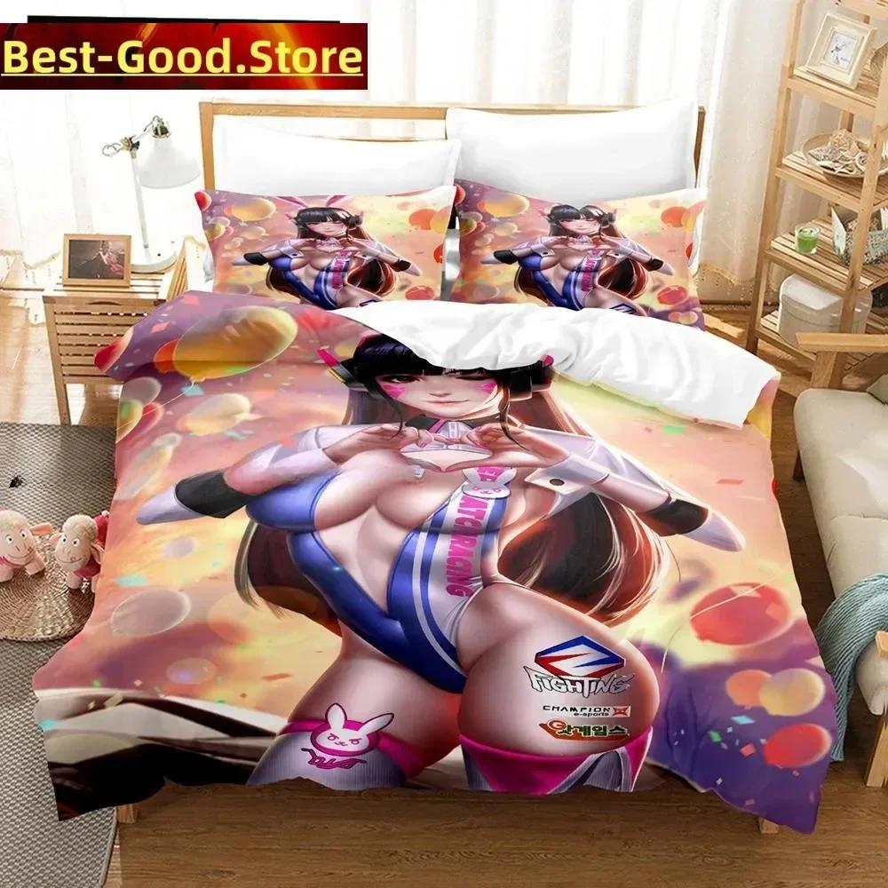 3D Anime Sexy Girls Overwatch Bedding Set Printed Bed Set With Pillowcase Duvet Cover Soft Single Double Queen Super King Size