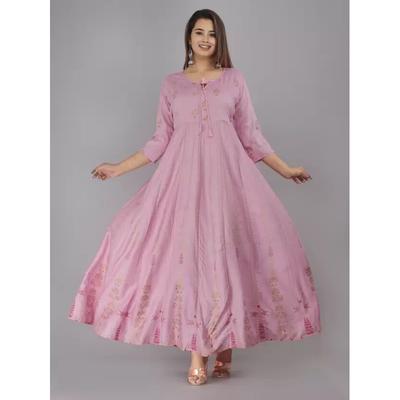 Dame Rayon Designer Anarkali Kjole Kurta Indisk Bollywood Trykt Kurti Kjole SC-2135