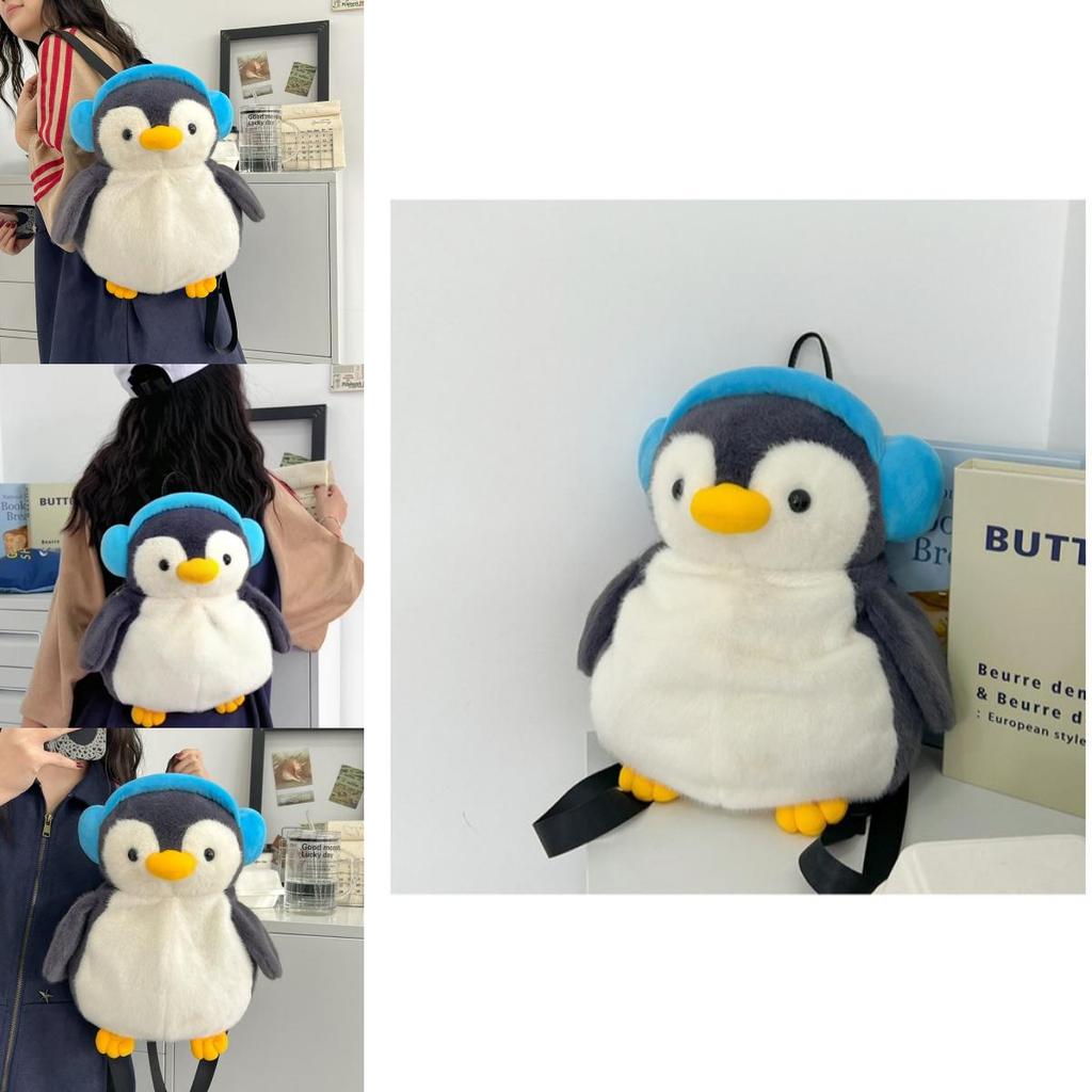 Plush Penguin Backpack For Girls With Breathable Shoulder Straps And Adjustable Fit