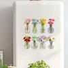 8 Stück Mini-Glasvasen-Kühlschrankmagnete mit künstlichen Blumen, Niedliche kleine Blumen-Kühlschrankmagnete für Kühlschrank, Büro und Küchenschrank