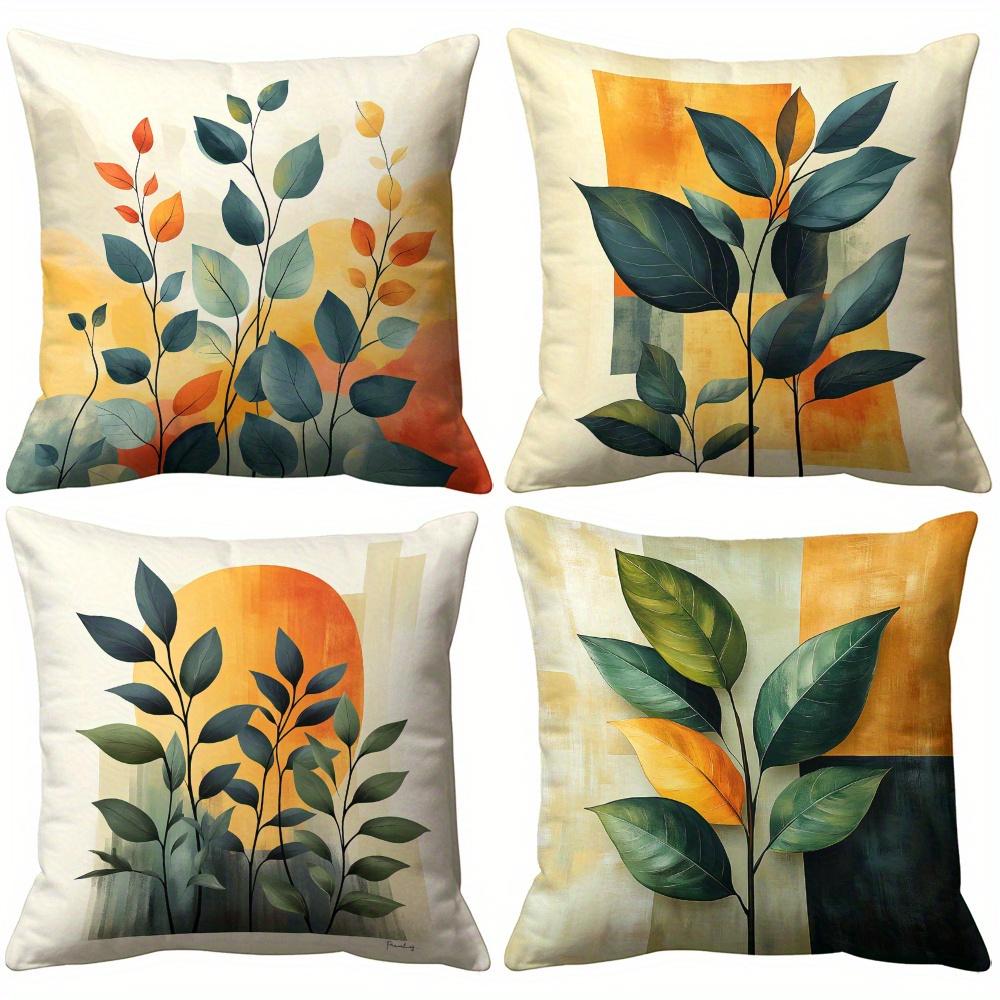 Natural Inspiration Leaf Pattern Printing Pillow Cover Short Plush Suitable Living Rooms Bedrooms Sofas Throw Cushion Cover