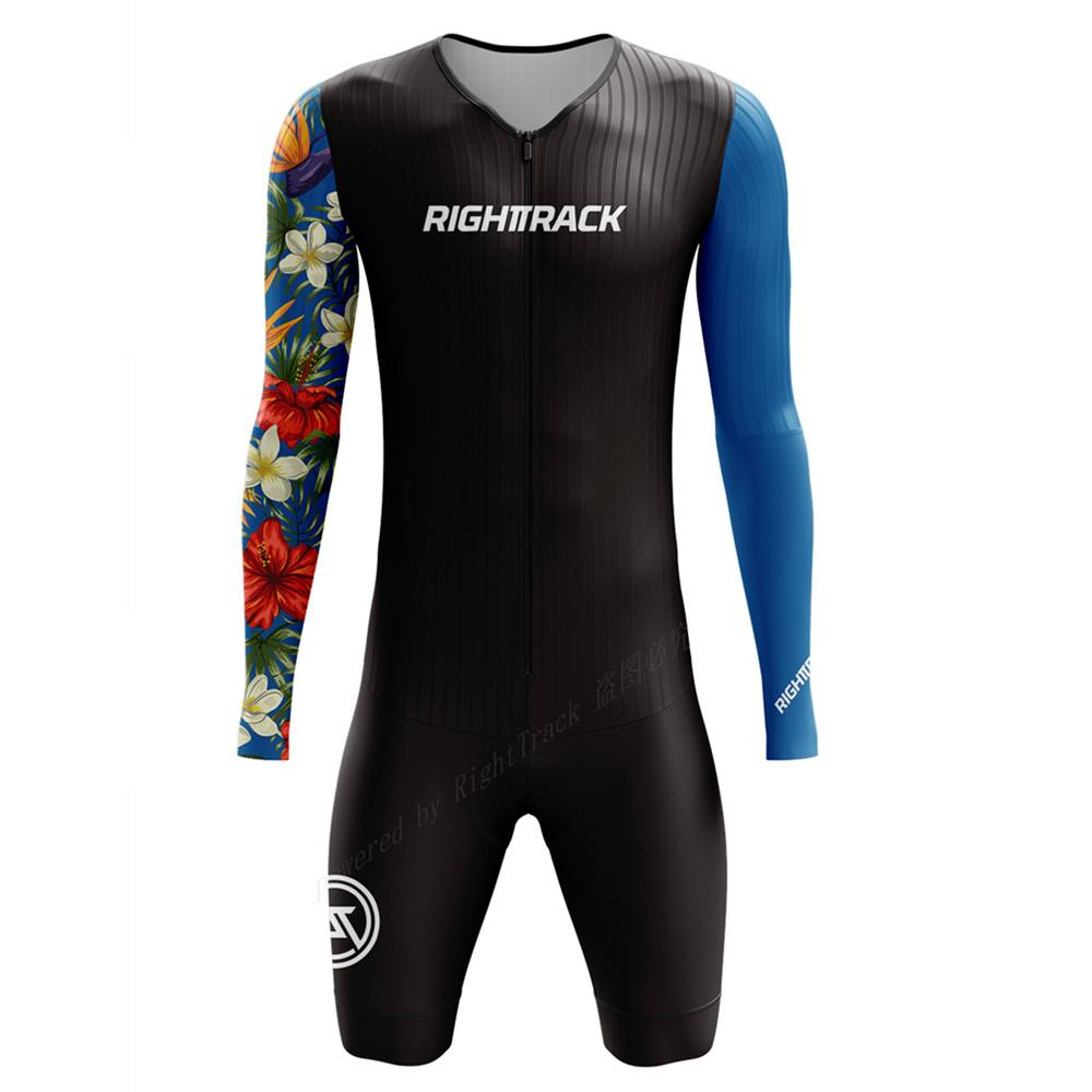 Righttrack Sport Herren Radsport-Einteiler Performance Langarm Schnelltrocknend UV-Schutz Speedsuit Trisuit Rennrad MTB Bekleidung
