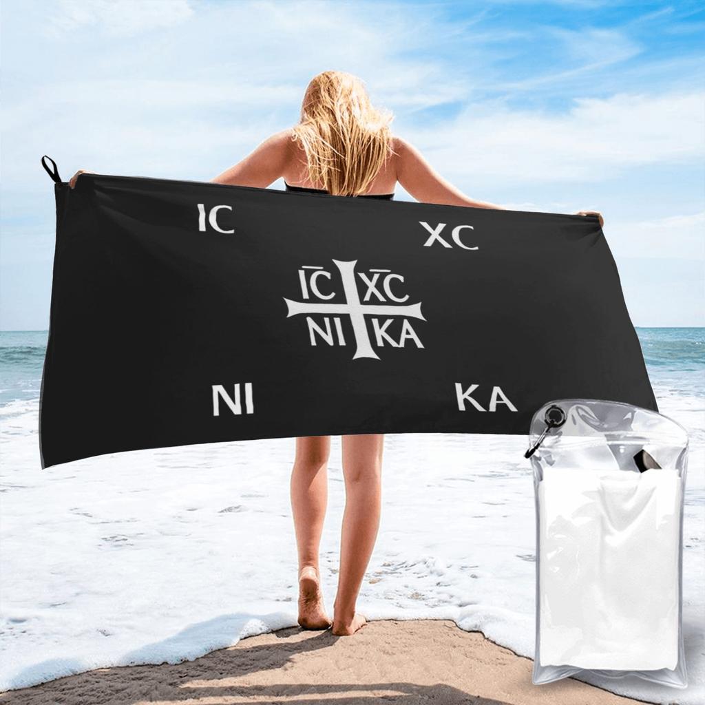 IC XC NIKA Cross Christian Orthodox Jesus Chris Beach Towel Soft Microfiber Quick Dry Absorbent Quick Towels For Swimming