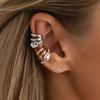 IngeSight.Z Vintage Rhinestone Multi-layer Clip Earring Women Fashion Simple C Ear Cuff Non-Piercing Ear Clip Set Daily Jewelry