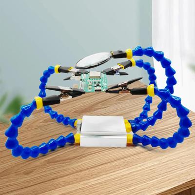 Universelles Octopus Lötkolben Schweißhilfswerkzeug mit 5-facher Lupe & Basis PCB Löthalter Flexible Arme Dritte Hand Werkzeug