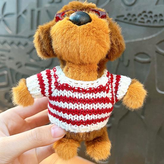 Keychain Pendant Plush Dog Doll Charm Key Chain with Hats Sweaters Scarves Backpacks Keys Pendant Gift Accessory