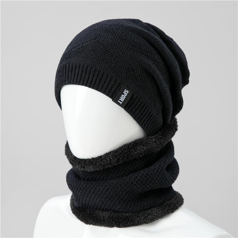 Autumn and Winter Hat Men's Double-layer Velvet Thickened Knitted Wool Hat Outdoor Warm and Cold Hat Old Cotton Hat