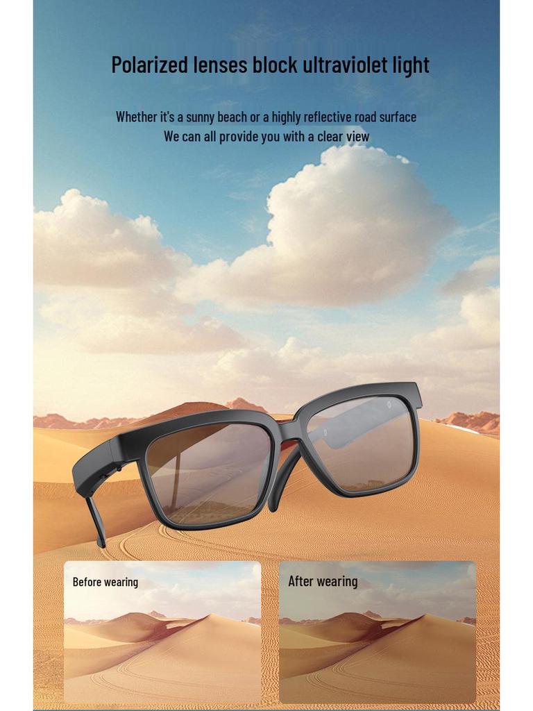 AI Smart Bluetooth Glasses: Wireless Headphones with Real-Time Translation In 100+ Languages, Music Streaming, and Call Features.