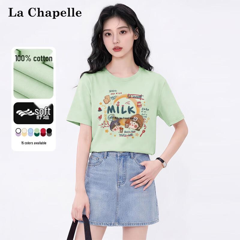 La Chapelle Women s Loose Fit Printed Cotton Round Neck T-Shirt M