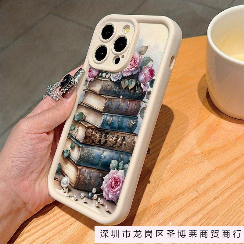 Creative Flowers and Plants Books iPhone15 Mobile Phone Case Apple 14promax Soft Silicone 13 All-inclusive 16 Anti-drop 7/8P