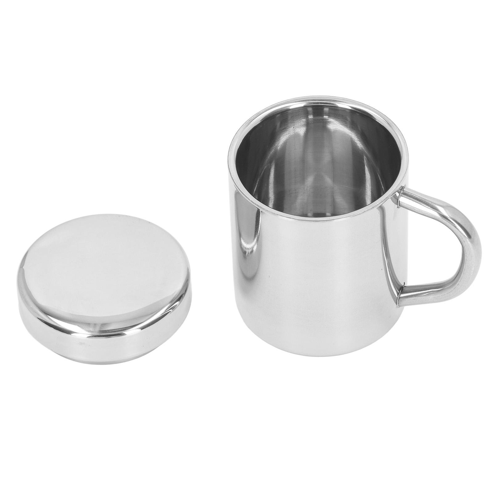 

Stainless Steel Double Walled Mugs Shatterproof Warm Cold Use Tea Cups with Handle for Traveling Camping S 9.5x7cm L