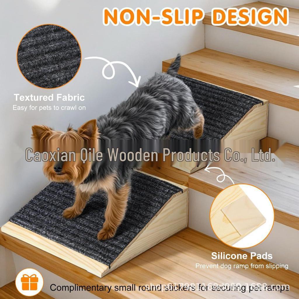 Solid Wood Pet Ramp: Low-Angle Steps for Small Dogs and Cats