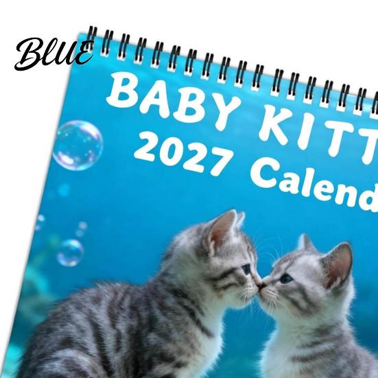Decorative Wall Decor for Office Kittens 2027 Calendar Cute Baby Square Monthly Spiral Coated Paper Planning Calendar Binding 12 Month Hanging