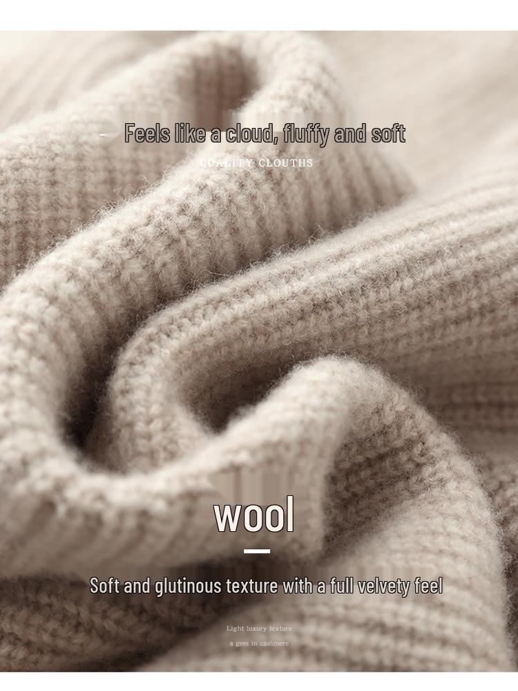 Women's Autumn/Winter Thick Wool Knit Sweater with Half-High Collar - Soft and Cozy Base Layer Top