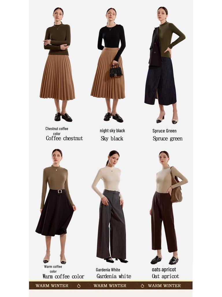 Women's German Cashmere Half-Turtleneck Long-Sleeve Thermal Top for Autumn