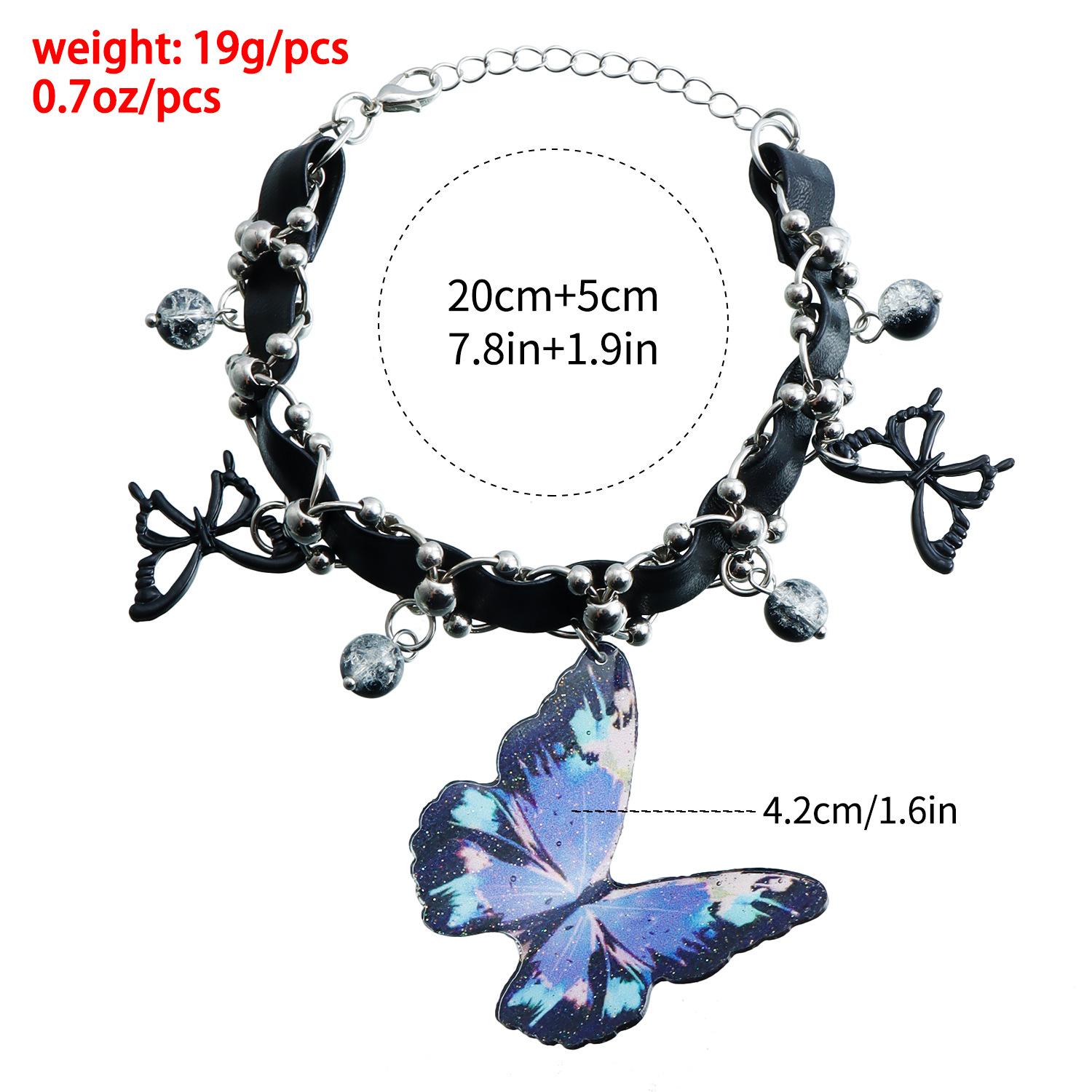 Gothic PU neck chain exaggerated butterfly pendant neck chain sweet cool babes y1k heavy industry necklace