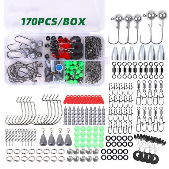 Fishing Weights Sinkers Fishing Hooks Set with Storage Box High Durability Rust Resistant Compact Portable Fishing Rig Kit