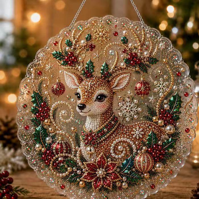 5D Diamond Painting Hanging Ornament Santa Claus Christmas Tree Decor Pendant with Chain Holiday Home Decoration