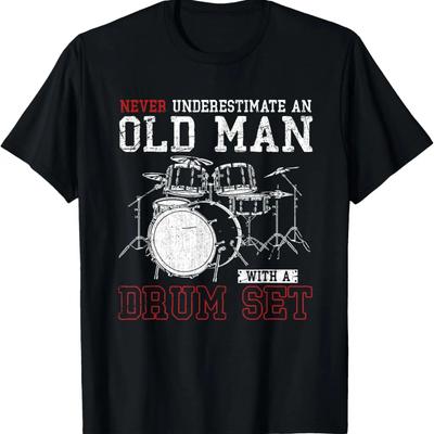 Funny Drums Player Retired Drummer Percussion Old Men Drums T-Shirt