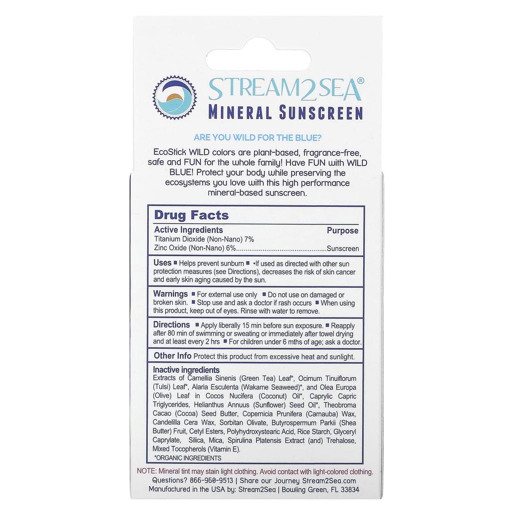 Stream2Sea, Ecostick Sunscreen Wild Blue, Spf 35+, 14G(0.5Oz)