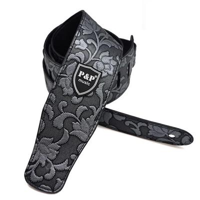 NOELAMOUR Floral Print PU Leather Guitar Cute and Stylish for Electric and Acoustic Guitars and Basses Strap, (Silver Flower)
