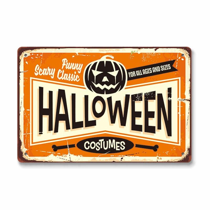 Vintage Halloween Trick or Treat Party Poster Tin Signs  Metal Plate Wall Decor for Cafe Bar Pub  Perfect Halloween Gift