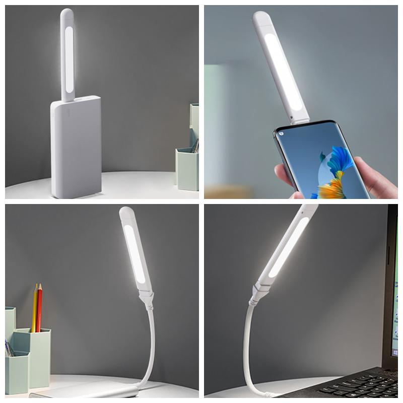 Mini Usb Led Night Light 8Leds Book Lamp Extension Pole Plug Adapter For Reading Notebook Power Bank Type-C And Usb Interfaces