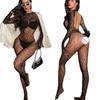 Sexy Lingerie Leopard Mesh Bodystockings Fishnet Jumpsuit Hollow See Through Tight Erotic Pajamas Elastic Night Club Underwear