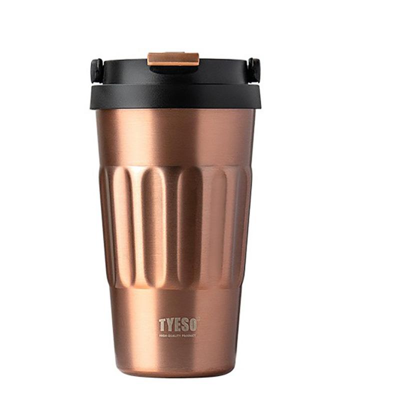 TYESO Isolierbecher im Retro-Stil, Edelstahl, isoliert, mit verstecktem Griff, ideal für Auto und Büro.