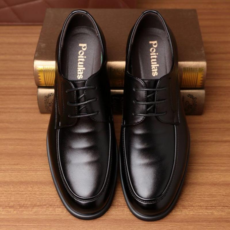 Pantofi Derby din Piele pentru Bărbați Negru Plat Pantof Casual Masculin cu Șireturi Noi la Promoție Modă Adulți 2025 Clasic Original Tendință