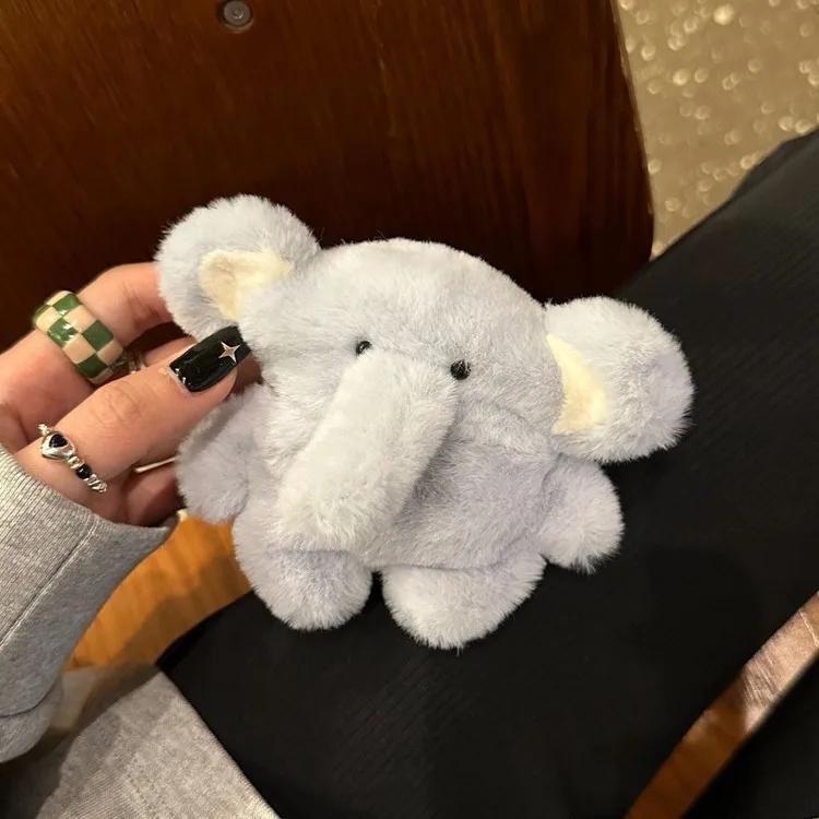 Lovely Blue Furry Elephant Plush Earphone Protective Case for AirPods 1 2 3 Pro Cute Girl Kids Bluetooth Earphone Drop Protector
