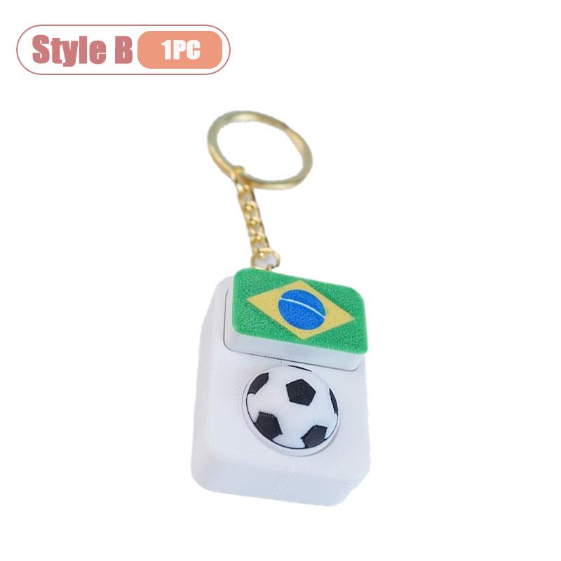 1-10PCS Soccer Fan Collectible Keychain Spinning Clicker Stress Relief Fidget Toy with Flag Pendant Memorial Gift