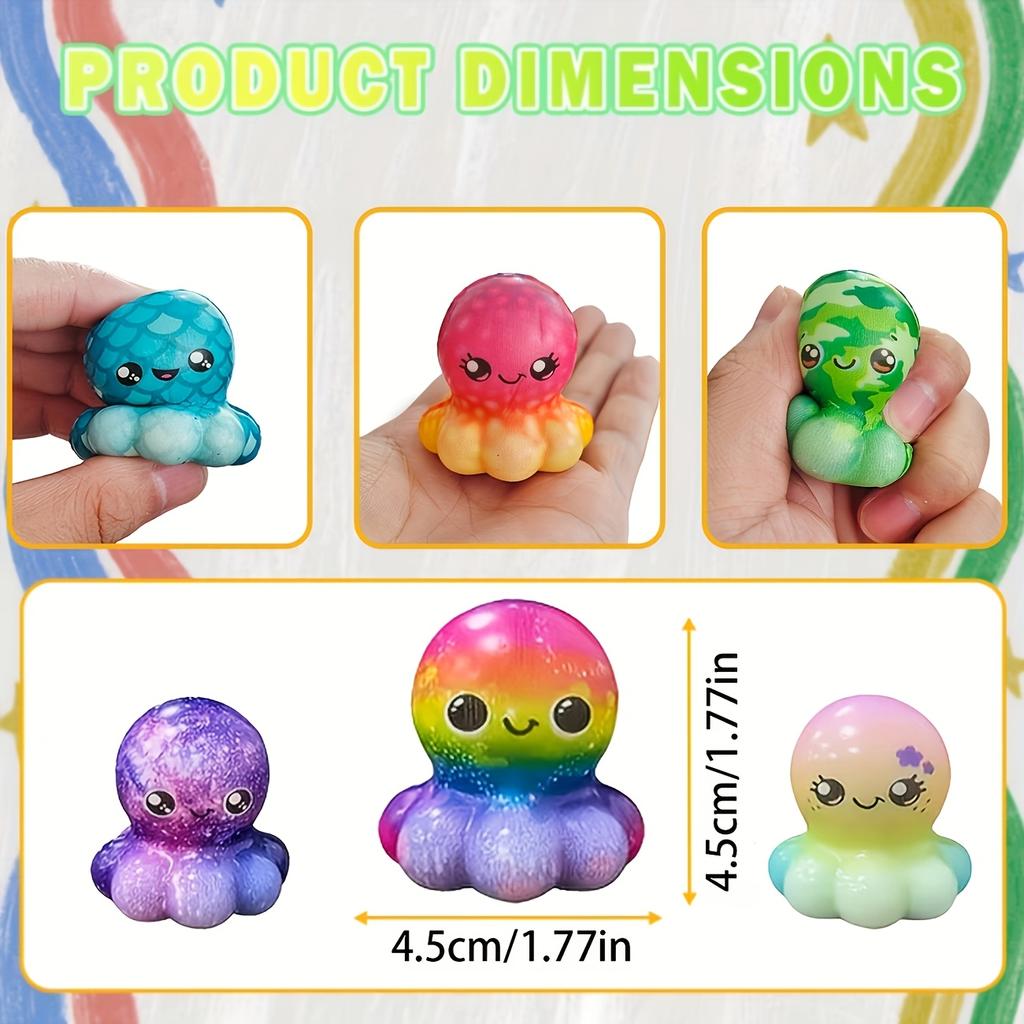12-Pack Mini Octopus Gift Bag Colorful Octopus Toy Easter Party Favor Favor Octopus Fidget Toy Bag Birthday Gift Home Decor Pinata Stuff Game Prize