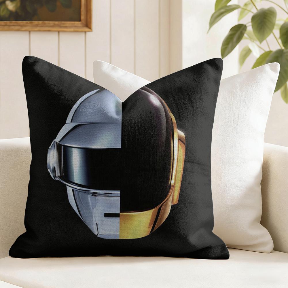 DDaft PPunk Helmet Super Cushion Cover Eco Linen Pillow Case DoubleSided Print Breathable Durable Zipper Home Decor Gift