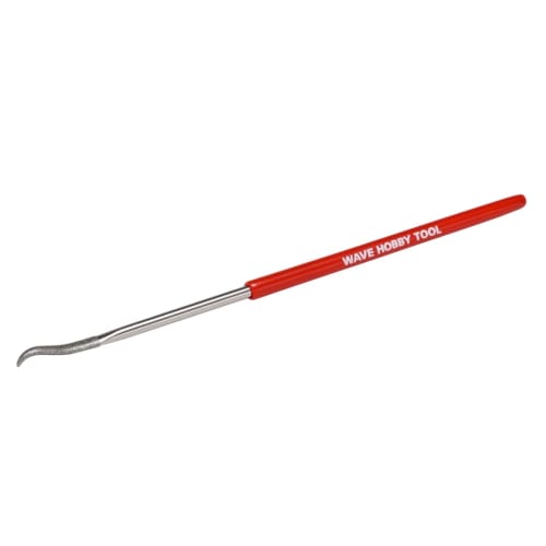 Wave Hobby Tool Series HG Special Shape Diamond File, Oval/Bent Tip, Plastic Model Tool, HT-682, Grip: Red
