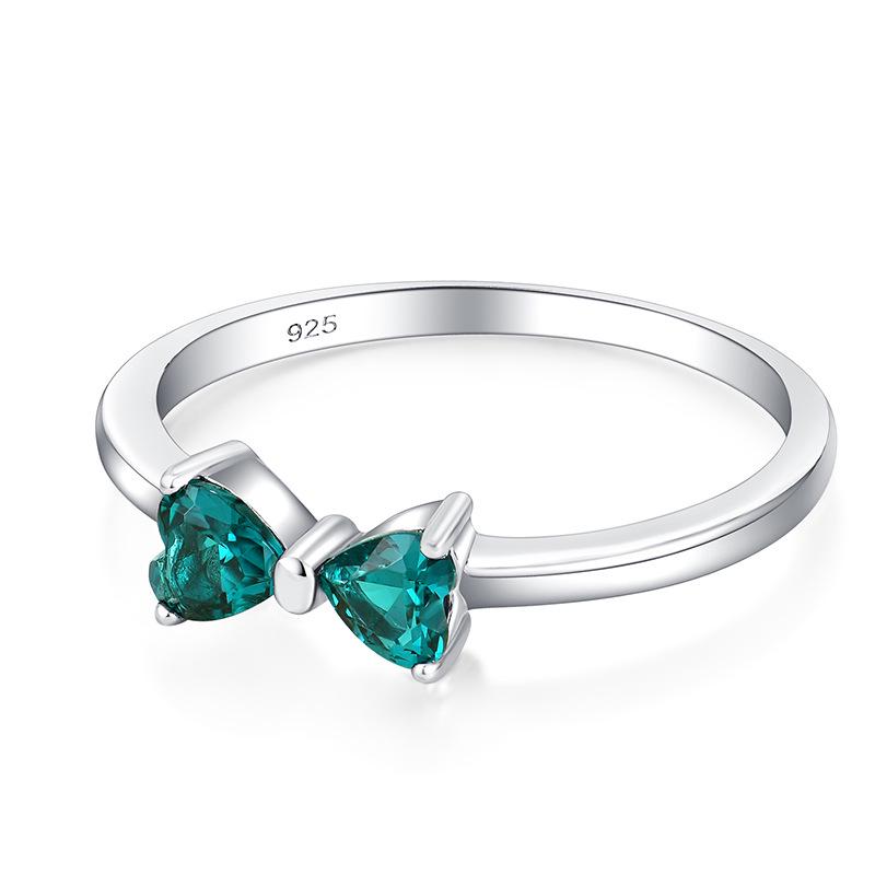 High-End Women s 925 Sterling Silver Ring: Trendy Heart Zircon Bow Design EU Size 57