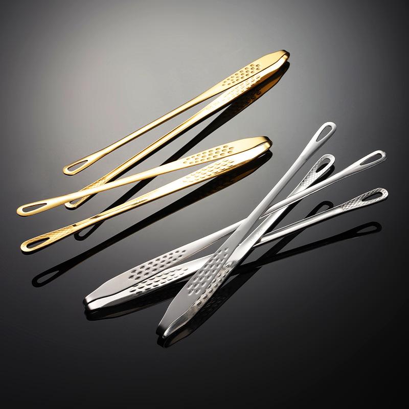 Customized 304 Stainless Steel Food Clip Barbecue Clip Multi-specification Barbecue Shop Tool Titanium-plated Outdoor Hotel Public Chopstick Clip