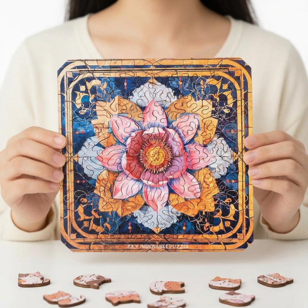 "One Flower, One World" Wooden Jigsaw Puzzle: Creative, Educational Stress Relief Gift for Kids' Birthdays or Art Enthusiasts.
