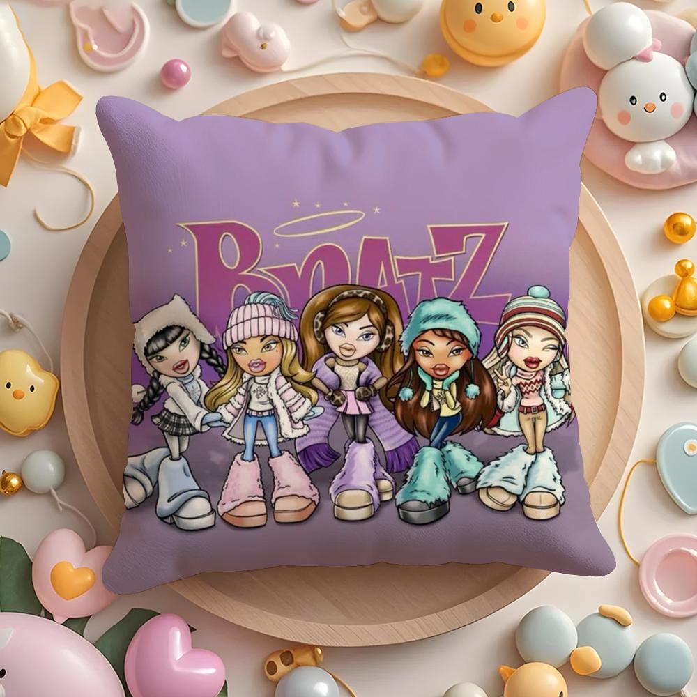PIKPAKA Fashion BBratz MMask Gir Cushion Cover Plush Fabric Soft DoubleSided Printed Sofa Warm Winter Home Gift Pillow Cover