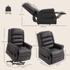 Electric Lift Chair with Vibration Massage and Heat Function, Senior Chair Made of Brown PU Leather