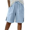 Women's Cotton Linen Drawstring Elastic Waist Casual Shorts with Pockets and Side Split Buttons