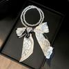 Faionable Polka Dot Scarf Waist Belt For Women Decorative Pearl Splicing Neck Ribbon Elegant Stripes Fluttering Ribbon