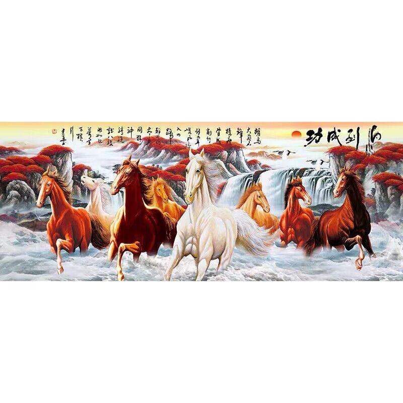 5D-Diamantgemälde „Acht Hengste“ zum Selbermachen, voller Bohrer, Pferd zum Erfolg, Kreuzstich, acht Pferde, Heimdekoration