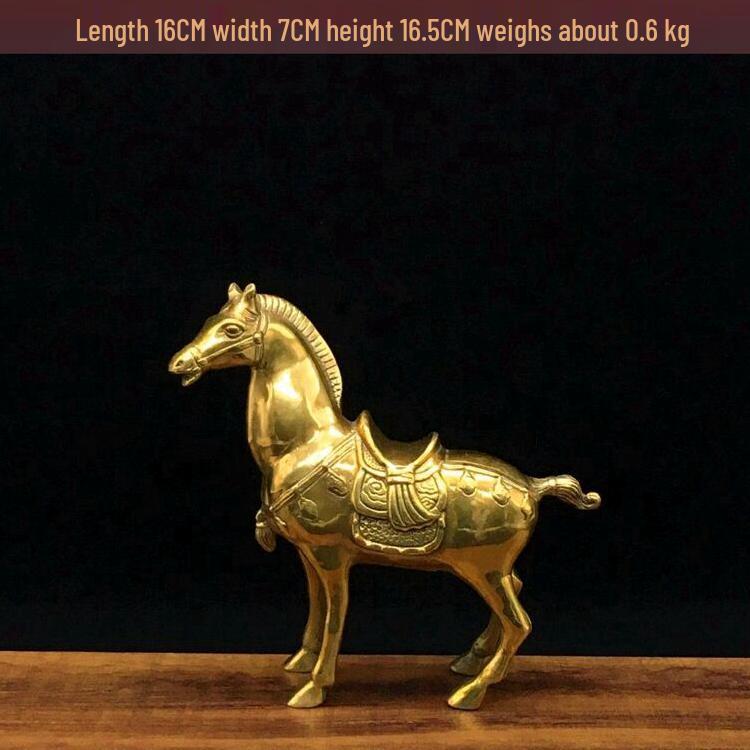 Brass Tang Horse Figurine - Chinese Style Home Ornament & Gift