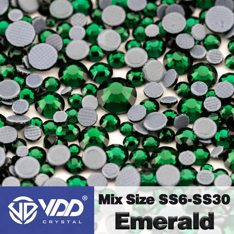 VDD High-Quality Mixed Size Rhinestones: SS6-SS30 Glass Crystal Hot Melt Adhesive Flat Back
