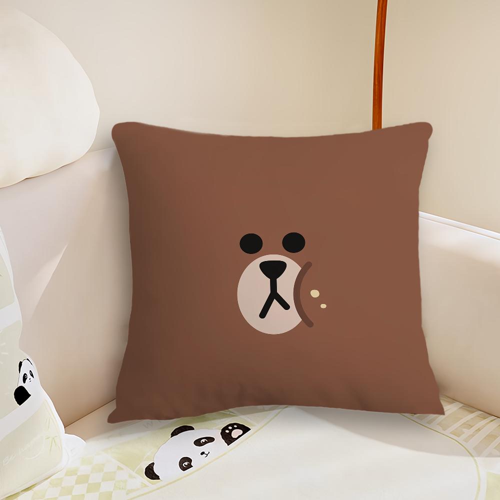 Korean Cute L-Line F-Friends Brown cushion cover Living Room Headboard Bedroom Office Cushion Cushion Sofa Nap Time Pillow Case